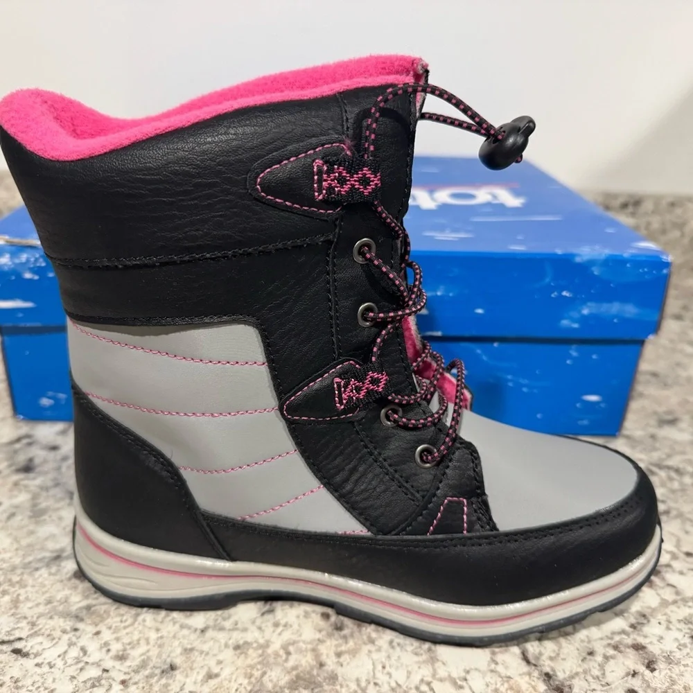 NEW W/ BOX Totes ThermoLite Black / Pink / Gray Winter Snow Boots Size Girls 3M
